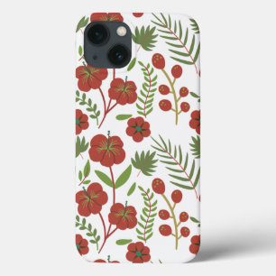 Rode bloem naadloos patroon op witte achtergrond Case-Mate iPhone case