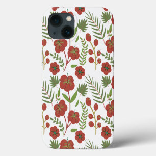 Rode bloem naadloos patroon op witte achtergrond iPhone 13 hoesje