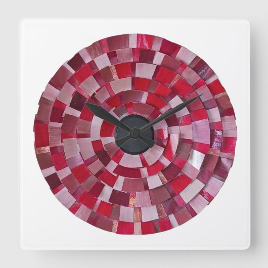 rode bloem ontwerp vierkante klok (Voorkant)