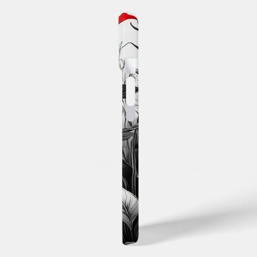 Rode bloem op zwart wit Plant Case-Mate iPhone Case (Achterkant / Links)