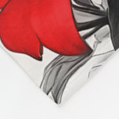 Rode bloem op zwart wit Plant Fleece Deken (Hoek)