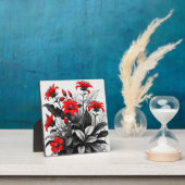 Rode bloem op zwart wit Plant Fotoplaat (Insitu)