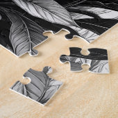 Rode bloem op zwart wit Plant Legpuzzel (Zijkant)
