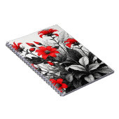 Rode bloem op zwart wit Plant Notitieboek (Rechterzijde)