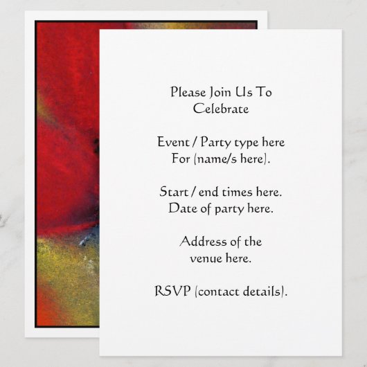 Rode Bloem, papaver. Kaart (Voorkant / Achterkant)