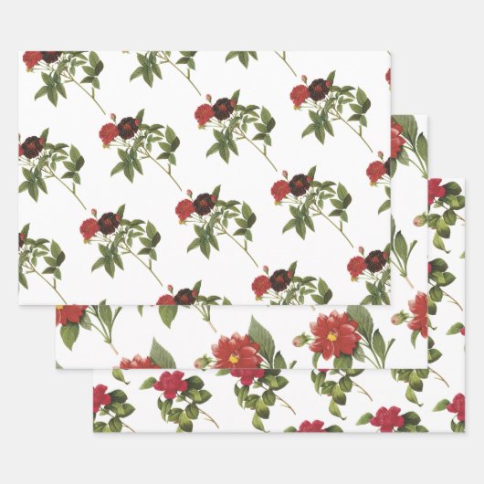Rode Bloem Patroon Inpakpapier Vel (Set)