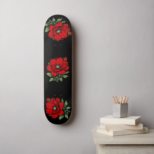 Rode Bloem Persoonlijk Skateboard (Muurkunst)