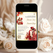 Rode Bloem QR Code Anand Karaj Sikh Huwelijk Kaart