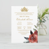 Rode bloem Quinceanera uitnodiging (Staand voorkant)