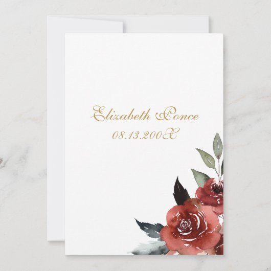 Rode bloem Quinceanera uitnodiging (Achterkant)