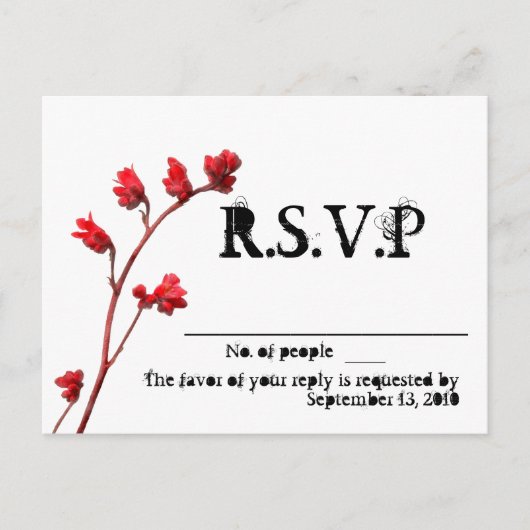 Rode bloem R.S.V.P. kaarten (Voorkant)