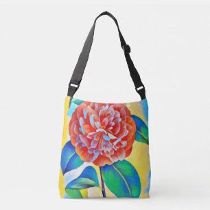 rode bloem regenboog abstracte kleurrijke kunst crossbody tas