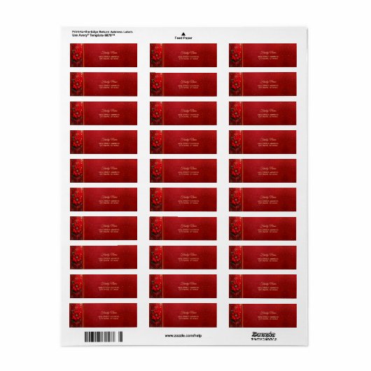 Rode Bloem Retouradres Label (Full Sheet)