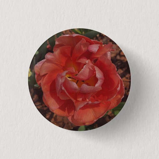 rode bloem  ronde button 3,2 cm (Voorkant)
