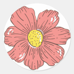 Rode bloem ronde sticker
