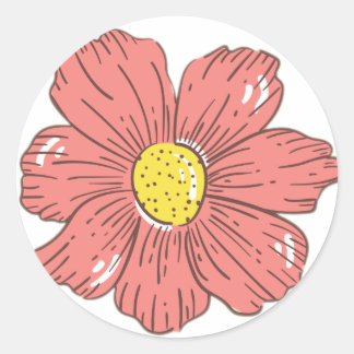 Rode bloem ronde sticker