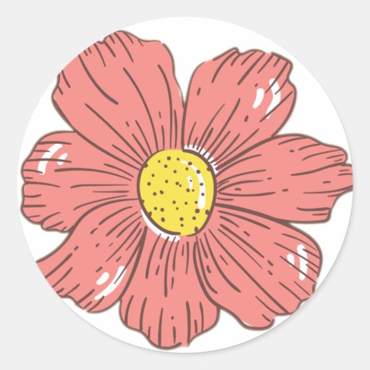 Rode bloem ronde sticker (Voorkant)