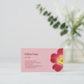 Rode Bloem Roze Achtergrond Visitekaartje (Staand voorkant)