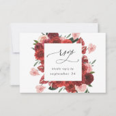 Rode bloem RSVP met maaltijd Kaartje (Voorkant)
