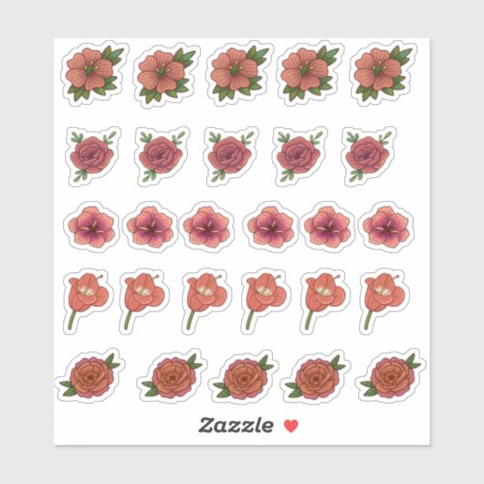 Rode bloem stickers (Vel)