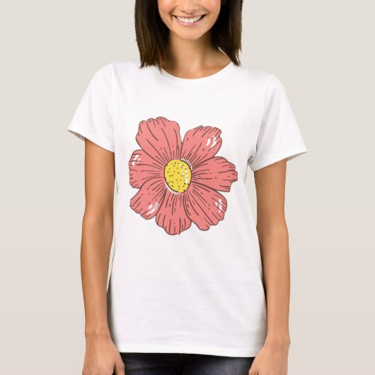 Rode bloem t-shirt (Voorkant)