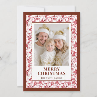 Rode bloem toile Kerst foto vakantiekaart Feestdagenkaart