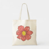 Rode bloem tote bag (Achterkant)