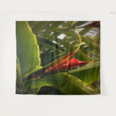 Rode bloem tropische natuur groenblijvende plant wandkleed (Voorkant (horizontaal))