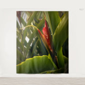 Rode bloem tropische natuur groenblijvende plant wandkleed (Voorkant)