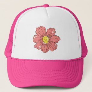 Rode bloem trucker pet