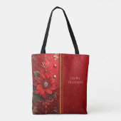 Rode Bloem Vakantie Boodschappentas Tote Bag (Achterkant)