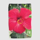 Rode bloem van Hibiscus Rosa-sinensis Golfhanddoek (Voorkant)