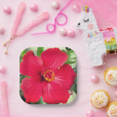 Rode bloem van Hibiscus Rosa-sinensis Papieren Bordje (Feest)