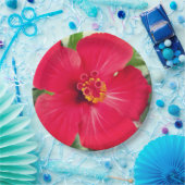 Rode bloem van Hibiscus Rosa-sinensis Papieren Bordje (Feest)