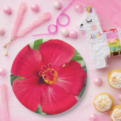 Rode bloem van Hibiscus Rosa-sinensis Papieren Bordje (Feest)