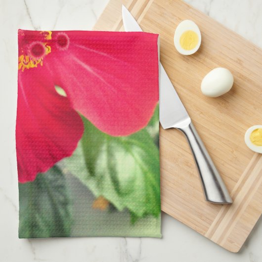 Rode bloem van Hibiscus Rosa-sinensis Theedoek (Quarter Fold)