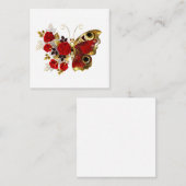 Rode bloem vlinder met rode rozen aanbevelingskaartje (Voorkant / Achterkant)