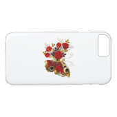 Rode bloem vlinder met rode rozen Case-Mate iPhone case (Achterkant (Horizontaal))