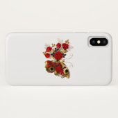 Rode bloem vlinder met rode rozen Case-Mate iPhone case (Achterkant (horizontaal))