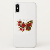 Rode bloem vlinder met rode rozen Case-Mate iPhone case (Achterkant)