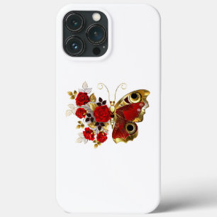 Rode bloem vlinder met rode rozen Case-Mate iPhone case