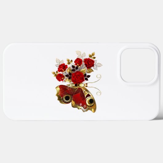 Rode bloem vlinder met rode rozen Case-Mate iPhone case (Achterkant (horizontaal))