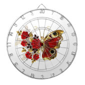 Rode bloem vlinder met rode rozen dartbord (Voorkant)