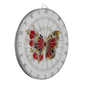 Rode bloem vlinder met rode rozen dartbord (Voorkant Links)
