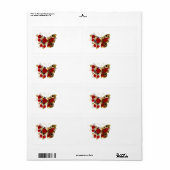 Rode bloem vlinder met rode rozen etiket (Full Sheet)