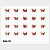 Rode bloem vlinder met rode rozen hart sticker (Vel)