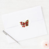 Rode bloem vlinder met rode rozen hart sticker (Envelop)