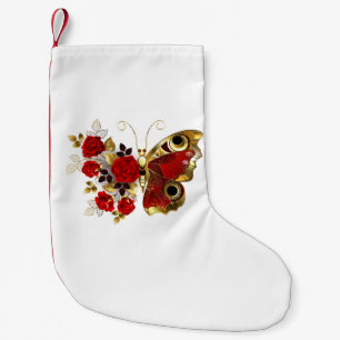 Rode bloem vlinder met rode rozen kleine kerstsok