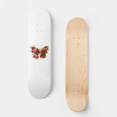 Rode bloem vlinder met rode rozen persoonlijk skateboard (Voorkant)