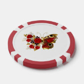 Rode bloem vlinder met rode rozen poker chips (Enkel)